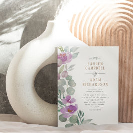 Elegant Eucalyptus blommigt Grönt och rosa Bröllop Inbjudningar