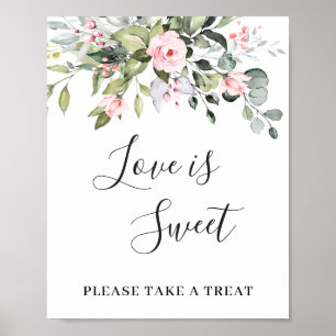 Elegant Eucalyptus Blommigt Kärlek är Sweet Bröllo Poster
