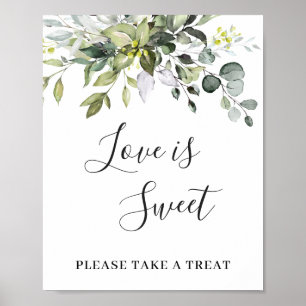 Elegant Eucalyptus Blommigt Kärlek är Sweet Bröllo Poster