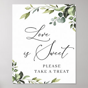 Elegant Eucalyptus Blommigt Kärlek är Sweet Bröllo Poster