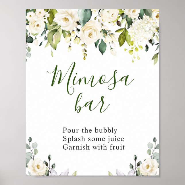 Elegant Eucalyptus Blommigt Mimosa Pub Bröllop Sig Poster (Framsidan)