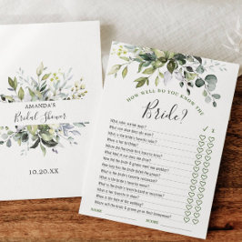 Elegant Eucalyptus Blommigt Möhippa Game Card Inbjudningar