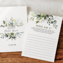 Elegant Eucalyptus Blommigt Möhippa Game Card Inbjudningar