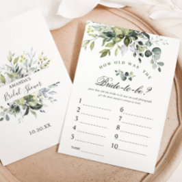Elegant Eucalyptus Blommigt Möhippa Game Card Inbjudningar