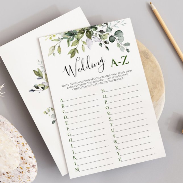 Elegant Eucalyptus Blommigt Möhippa Game Card Inbjudningar (Skapare uppladdad)