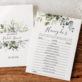 Elegant Eucalyptus Blommigt Möhippa Game Card Inbjudningar