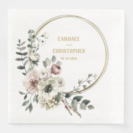 Elegant Eucalyptus Blommigten Guld Ram Pappersservett