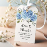 Elegant Eucalyptus Blue Hydrangea Favor Tack Presentetikett<br><div class="desc">Koppla de här märkrna till din bröllopsfavoriter för att tacka gästerna i sommaren stil. All text är redigerbar för den slutliga anpassningen.</div>