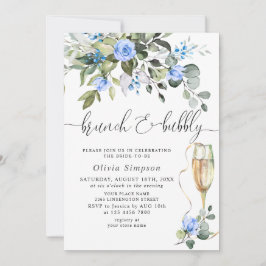 Elegant Eucalyptus Blue Ro Brunch & Bubly Inbjudningar