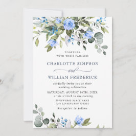 Elegant Eucalyptus Blue Ro Greenery Bröllop Inbjudningar
