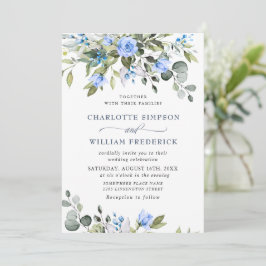 Elegant Eucalyptus Blue Ro Greenery Bröllop Inbjudningar