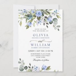 Elegant Eucalyptus Blue Ro Greenery Bröllop Inv Inbjudningar