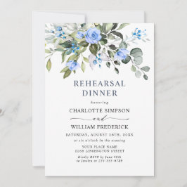 Elegant Eucalyptus Blue Ro REHEARSAL DINNER Inbjudningar