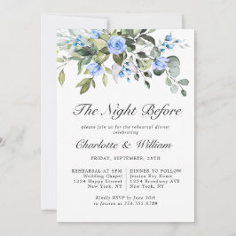 Elegant Eucalyptus Blue Ro REHEARSAL DINNER Inbjudningar