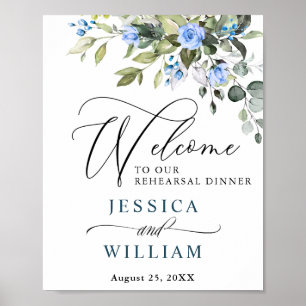 Elegant Eucalyptus Blue Ro Rehearsal Middag Poster