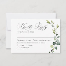 Elegant Eucalyptus Bohemian Bröllop MEAL CHOICE OSA Kort