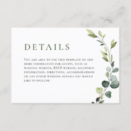 Elegant Eucalyptus Bohemian Bröllop Tilläggskort