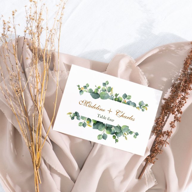 Elegant Eucalyptus Boho Bröllop Bordsnummer Card (Skapare uppladdad)