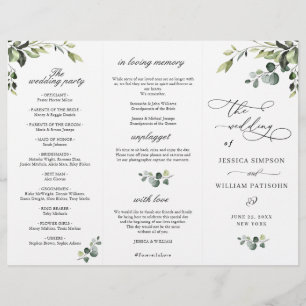 Elegant Eucalyptus Boho Bröllop Ceremony-programme