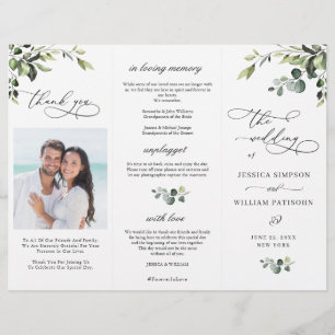 Elegant Eucalyptus Boho Bröllop Ceremony-programme