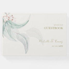 Elegant Eucalyptus Boho Chic Golden Script Gästböcker