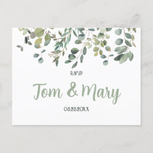 Elegant Eucalyptus Boho Greenery Bröllop OSA Vykort