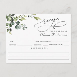 Elegant Eucalyptus Boho Möhippa Recept Card Vykort