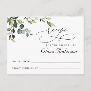 Elegant Eucalyptus Boho Möhippa Recept Card Vykort