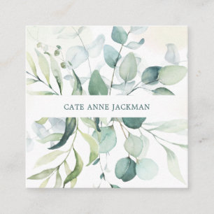 Elegant Eucalyptus Botanical Greenery Modern Fyrkantigt Visitkort