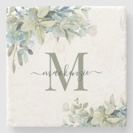 Elegant Eucalyptus Botanical Greenery Monogram Stenunderlägg