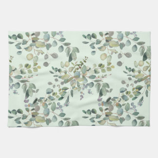 Elegant Eucalyptus Botanical Watercolor Greenery Kökshandduk
