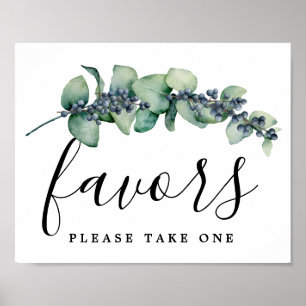 Elegant Eucalyptus Botanical Wedding-favoritskylt Poster
