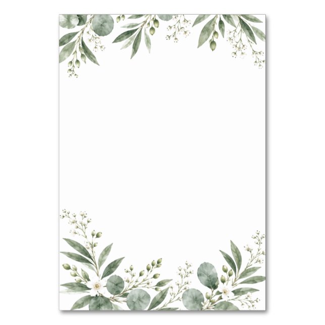 Elegant Eucalyptus Botanical Wedding Table Number Bordsnummer (Framsidan)