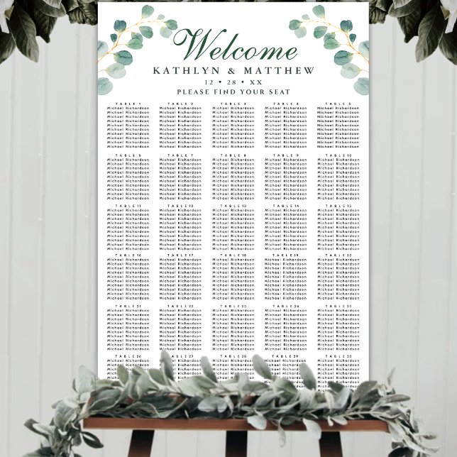 Elegant Eucalyptus Bröllop 30 Bord säten Poster (Skapare uppladdad)