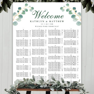 Elegant Eucalyptus Bröllop Alfabetiskt säte Poster