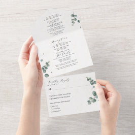 Elegant Eucalyptus Bröllop alla i en enda inbjudan