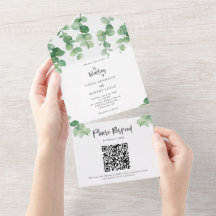 Elegant Eucalyptus Bröllop Botaniskt QR-nummer