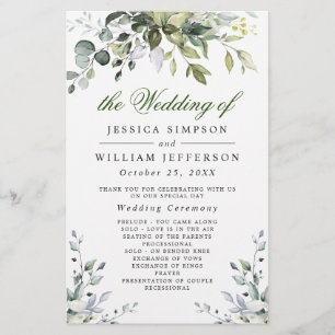 Elegant Eucalyptus Bröllop Ceremony-programmet