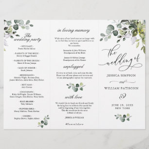 Elegant Eucalyptus Bröllop Ceremony-programmet