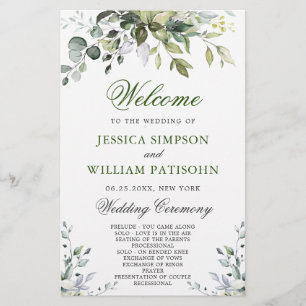 Elegant Eucalyptus Bröllop Ceremony-programmet