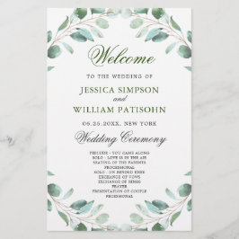 Elegant Eucalyptus Bröllop Ceremony-programmet