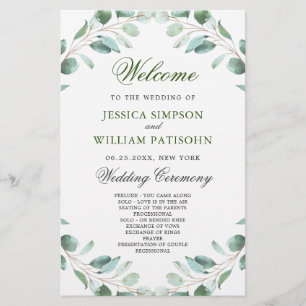 Elegant Eucalyptus Bröllop Ceremony-programmet