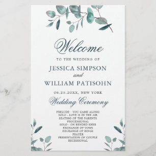 Elegant Eucalyptus Bröllop Ceremony-programmet