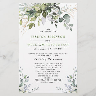 Elegant Eucalyptus Bröllop Ceremony-programmet