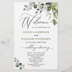 Elegant Eucalyptus Bröllop Ceremony-programmet