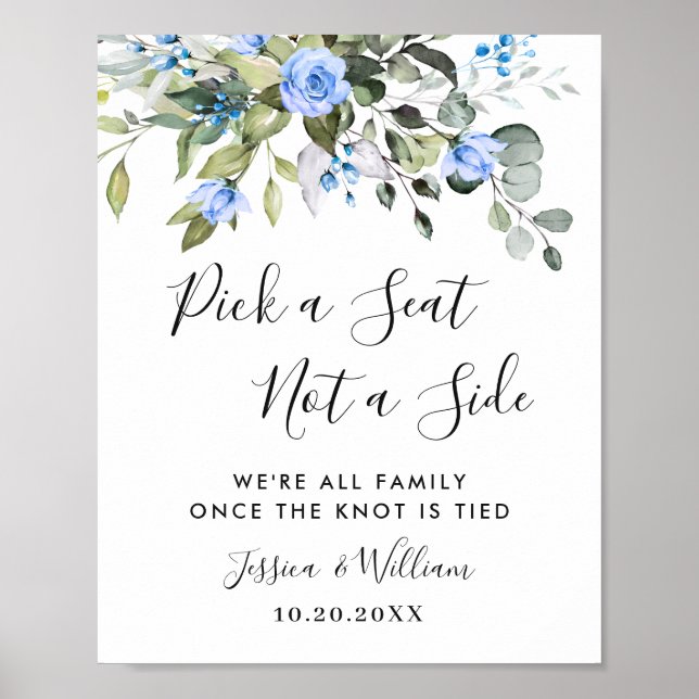 Elegant Eucalyptus Bröllop Ceremony Seating Poster (Framsidan)