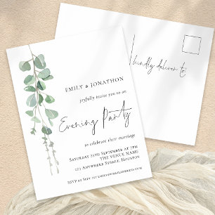 Elegant Eucalyptus Bröllop Evening Party Inbjudan