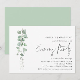 Elegant Eucalyptus Bröllop Evening Party Inbjudningar