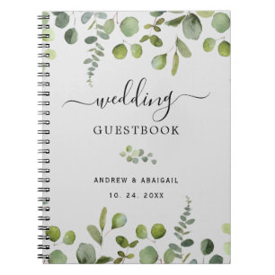 Elegant Eucalyptus Bröllop Guestbook Anteckningsbok