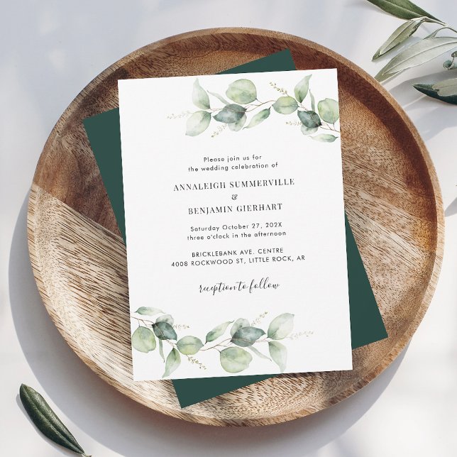 Elegant Eucalyptus Bröllop Inbjudningar (Eucalyptus Greenery Foliage Wedding Invitation)